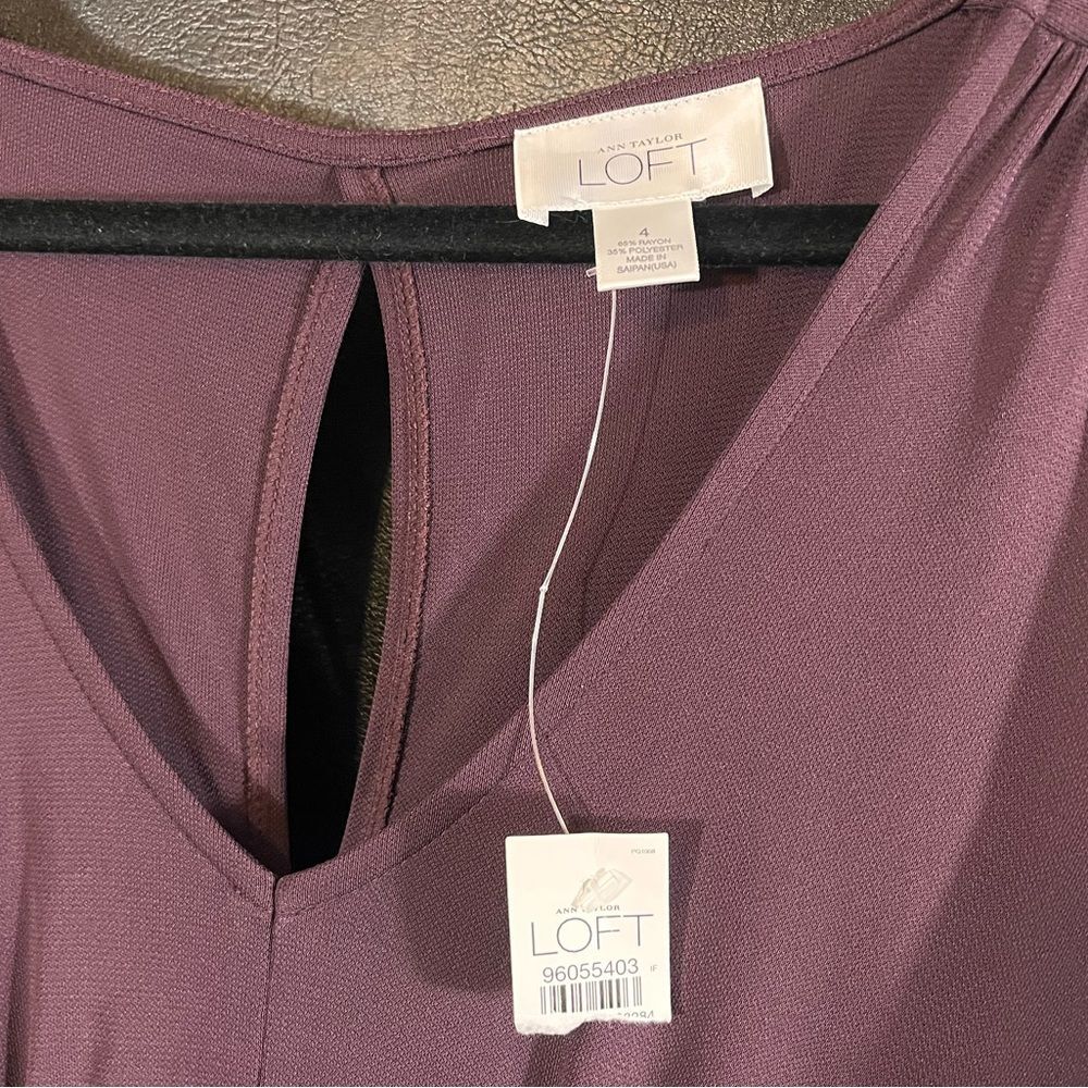 Ann Taylor Plum Color Belted Midi‎ Dress Size 4 - Picture 8 of 9